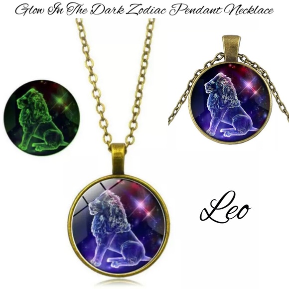 3-$15 Leo Glow In The Dark Glass Zodiac Pendant Necklace - Picture 1 of 2